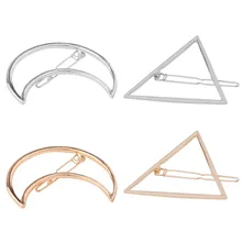 1PC Fashion Punk Hollow Out Moon Triangle Sahped Hair Clip Barrettes Hairpin Clamps Gold Tone for Women Lady Girl 1PC Fashion Punk Hollow Out Moon Triangle Sahped Hair Clip Barrettes Hairpin Clamps Gold Tone for Women Lady Girl