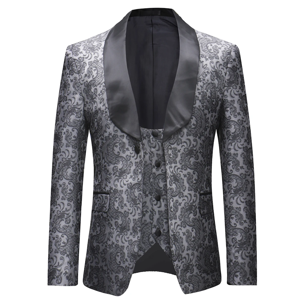 YUNCLOS Newest Mens 3 Piece Tuxedos Vintage Groomsmen Wedding Suit Complete Outfits(Jackets+Vest+Trousers)