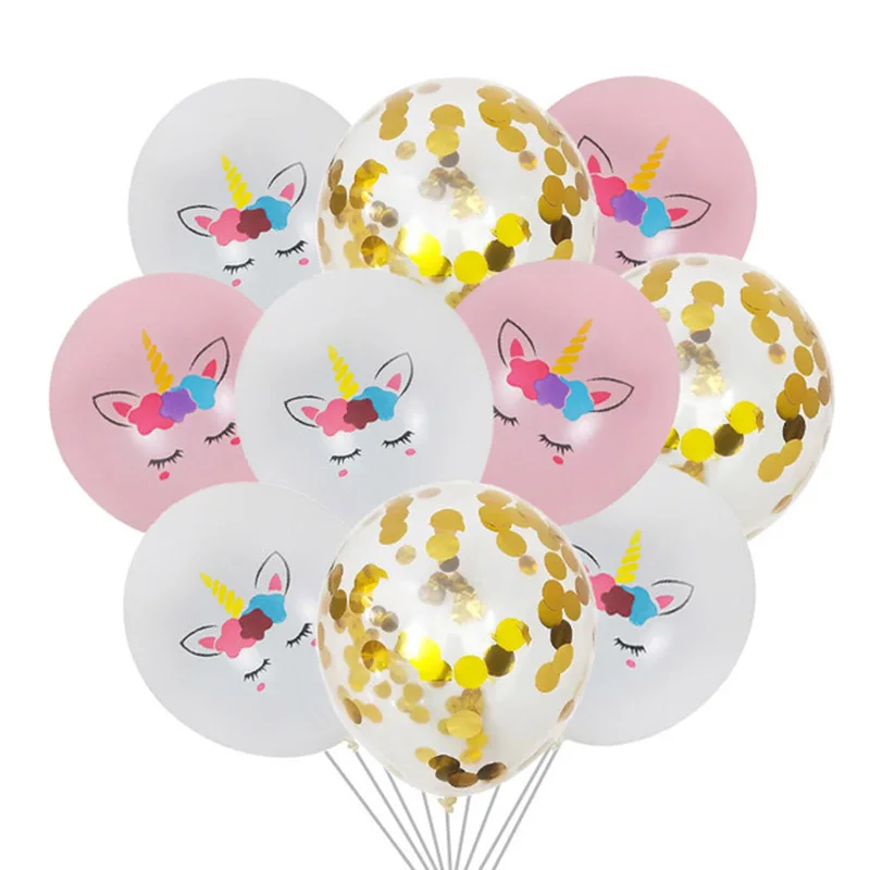 10 шт. воздушные шары в виде единорога, розовые, белые, конфетти, латексные, единороги, шары в виде единорога, тематические вечерние украшения для дня рождения, детские игрушки