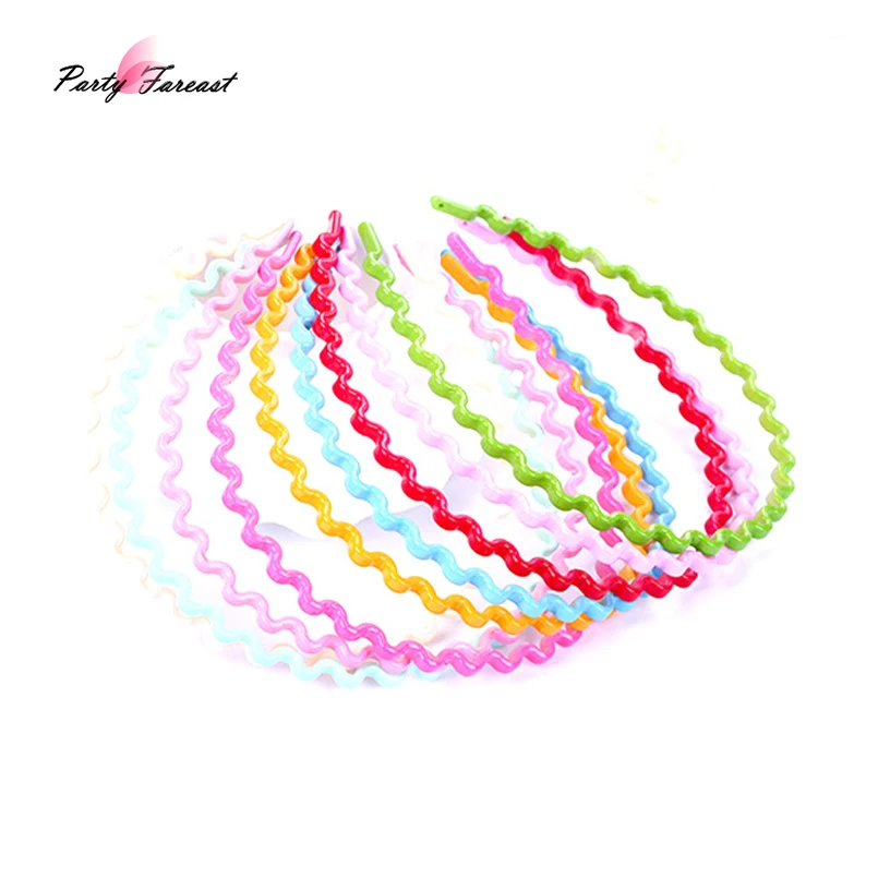 PF Random Wave Elastic Plastic Hairbands Candy Color Hair Bands for Girls Women's Headbands