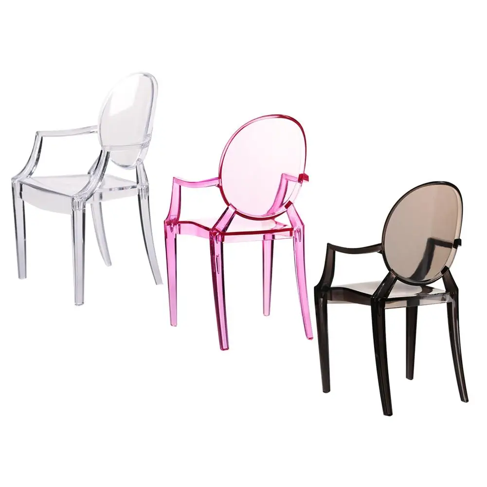

1:6 Scale Doll House Miniature Armchair Plastic Chair Furniture Chair For Children Dolls Furniture Accessories Translucent Color