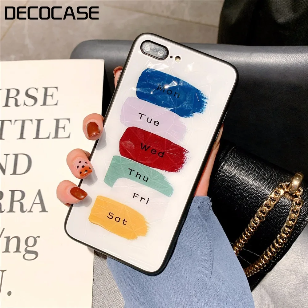 DECOCASE Fashion Girls Week Printing White 3D Like Mobile Phone Cases for iPhone 6 6s 7 8 Plus X XR XS Max Women Men Covers Gift |