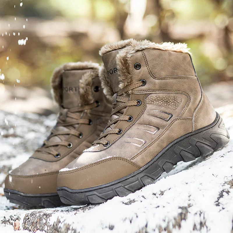 

Winter Fur Supper Warm Snow Boots For Men Adult Male Shoes Non Slip Rubber Casual Work Safety Casual Ankle Boots