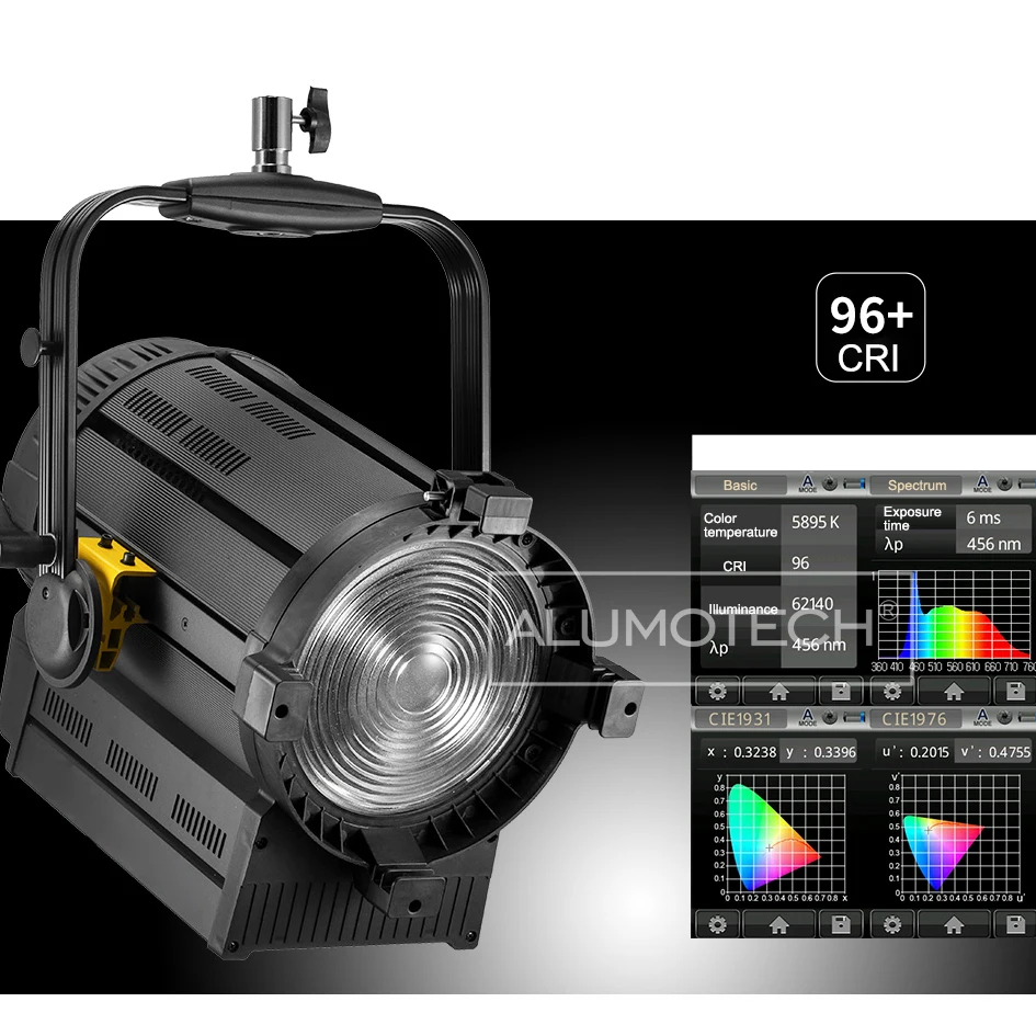 ALUMOTECH DMX 350 Вт 5500 к высокий CIR светодиодный Френеля пятно света для студийной фотографии видео Освещение лучше чем 1200 Вт HMI освещение