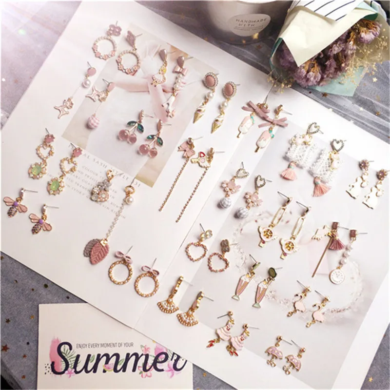 Korea Handmade Bee Rabbit Swan Doll Ice cream Cherry Women Drop Earrings Bangle Earrings Fashion Jewelry Accessories-JQDPER130D5