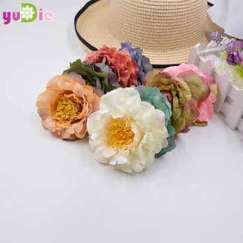 2pcs 9cm Artificial Flowers Silk flower European Fall Vivid Peony Fake Leaf Wedding Home Party Decoration Peony Chrismas Gift