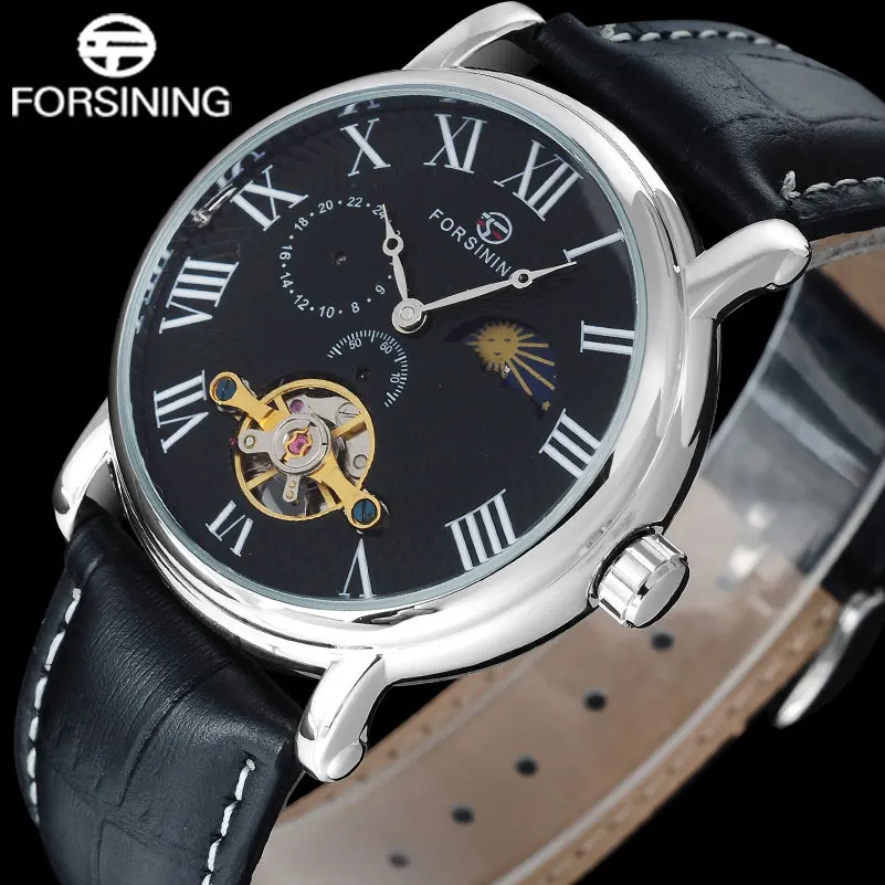 FORSINING Brand Men sport mechanical Watches casual men s automatic Toubilion watches male leather strap wristwatches