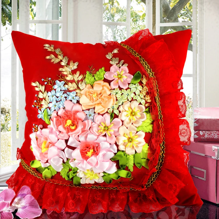 Popular Ribbon Embroidery PillowBuy Cheap Ribbon Embroidery Pillow