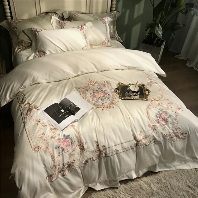 Special Price 800TC Egyptain Cotton White Luxury Embroidery Queen king size Bedding Set Duvet Cover Bed sheet set Bed cover parure de lit Special Price 800TC Egyptain Cotton White Luxury Embroidery Queen king size Bedding Set Duvet Cover Bed sheet set Bed cover parure de lit