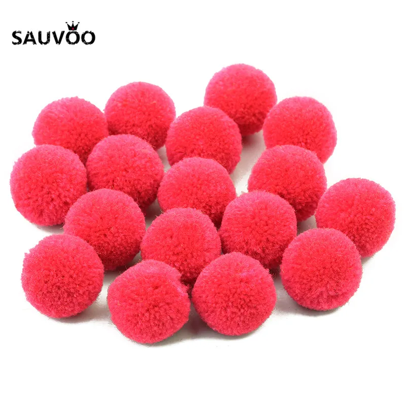 Sauvoo 50 шт. 15 цветов большие круглые помпоны плюшевые ткани бархатные шарики 20 мм подходят серьги заколки для волос "сделай сам" ювелирных изделий - Цвет: hot pink