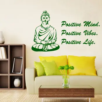 

Wall Decals Quote Yoga Buddha Positive Mind Vinyl Sticker Murals Gym Decor