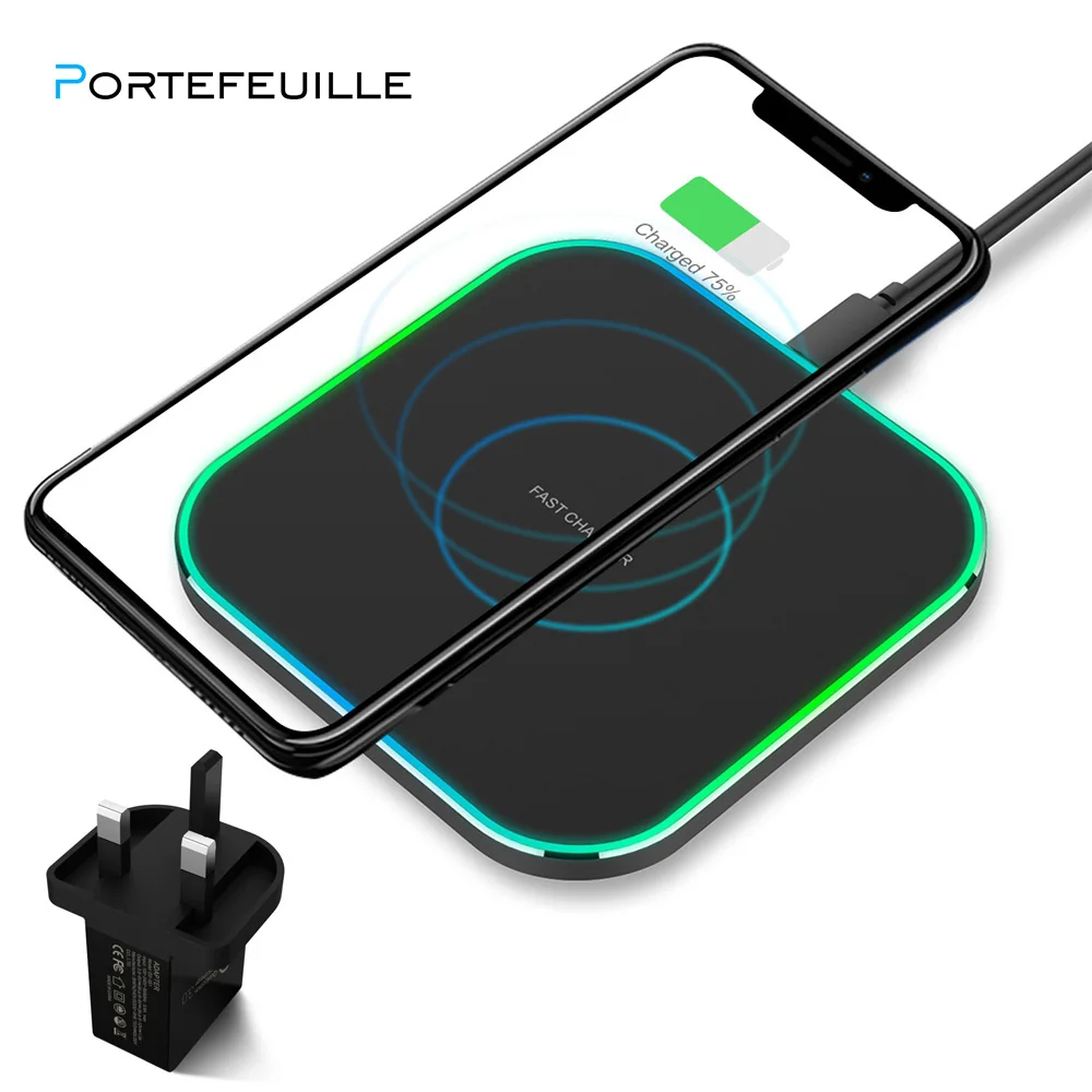 

Protefeuille Qi Fast Wireless Charger Dock Station For IPhone XR XS Max 8 Plus For Huawei Xiaomi Ladowarka Indukcyjna Mi9 Mix 2s