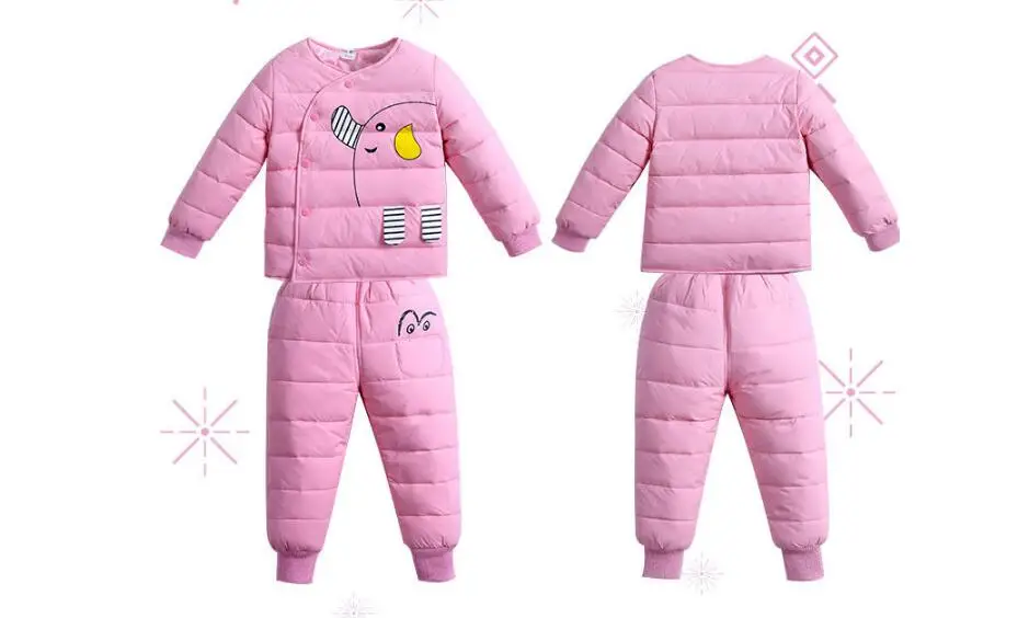 BibiCola комплект одежды для девочек, модный топ с рисунком+ штаны, комплект из 2 предметов детский зимний теплый плотный хлопковый спортивный костюм, детская одежда