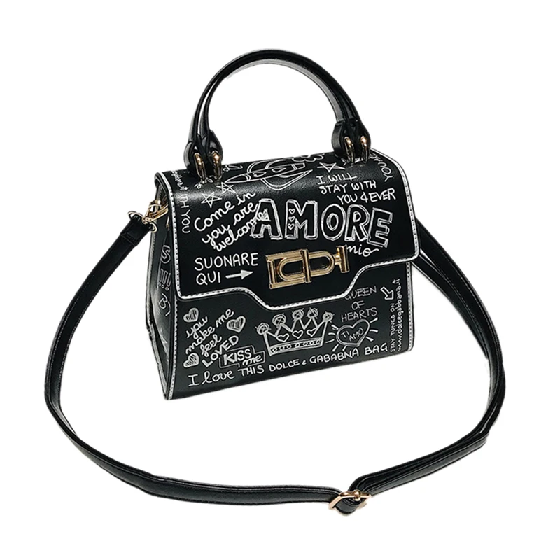 

Fashion Graffiti Women Handbag Pu Leather Small Flap Bag Luxury Crossbody Bag For Women Evening Clutch Purse