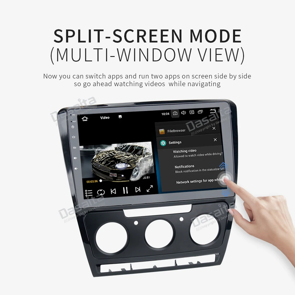 Best Android 9.0 1Din Car Radio for Skoda Octavia DVD Player 2007 2008 2009 2010 2011 2012 2013 2014 with 10.2" IPS Touch Screen WIFI 3