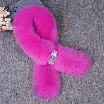

Real Fox Fur Women Winter Fashion Scarves Warm Scarf Fake Shirt Collar Lady Elegant Temperament Accessories Shawl TKS005-rose