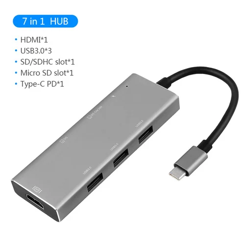 USB C концентратор USB 3,0 type C концентратор для huawei P20 Pro USB-C HDMI Micro SD/TF кард-ридер адаптер для MacBook Pro samsung Galaxy S9/S8 - Цвет: 7 in 1 USB HUB