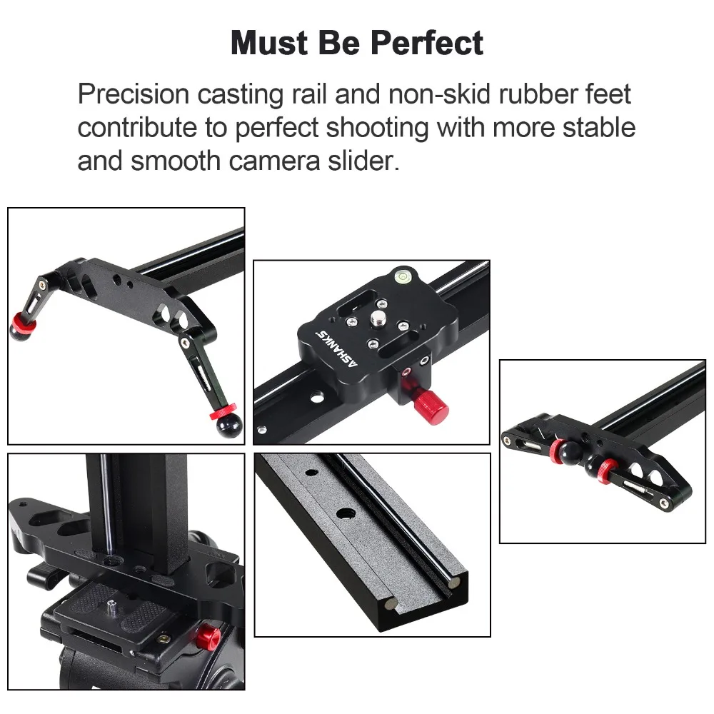 ASHANKS DSLR Camera Slider Aluminum Damping Track Rail Sliders System Video Stabilizer for Vlog Camcorder Youtube Photo Studio