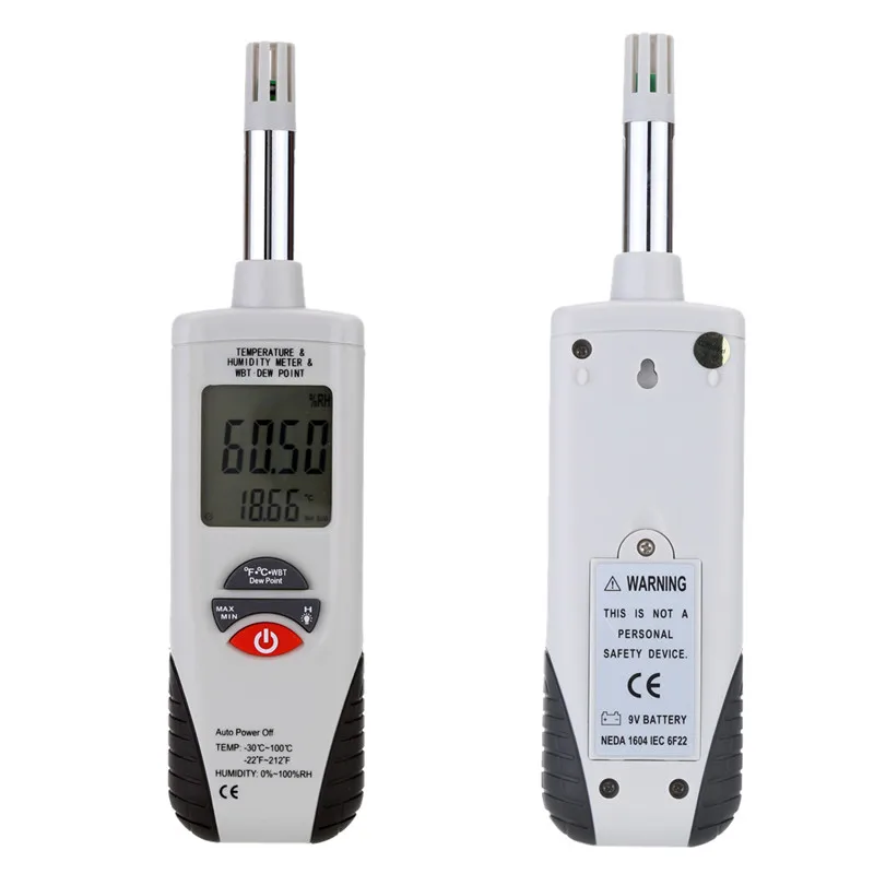 

Hand-hold Digital Thermometer Hygrometer LCD Display Temperature Meter Humidity Tester Wet Bulb/Dew Point Temperature Detector