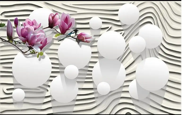Beibehang 3d пользовательские фото обои настенные фрески наклейки Фиолетовый цветок магнолии полосатый 3D ТВ стены papel де parede para кварто