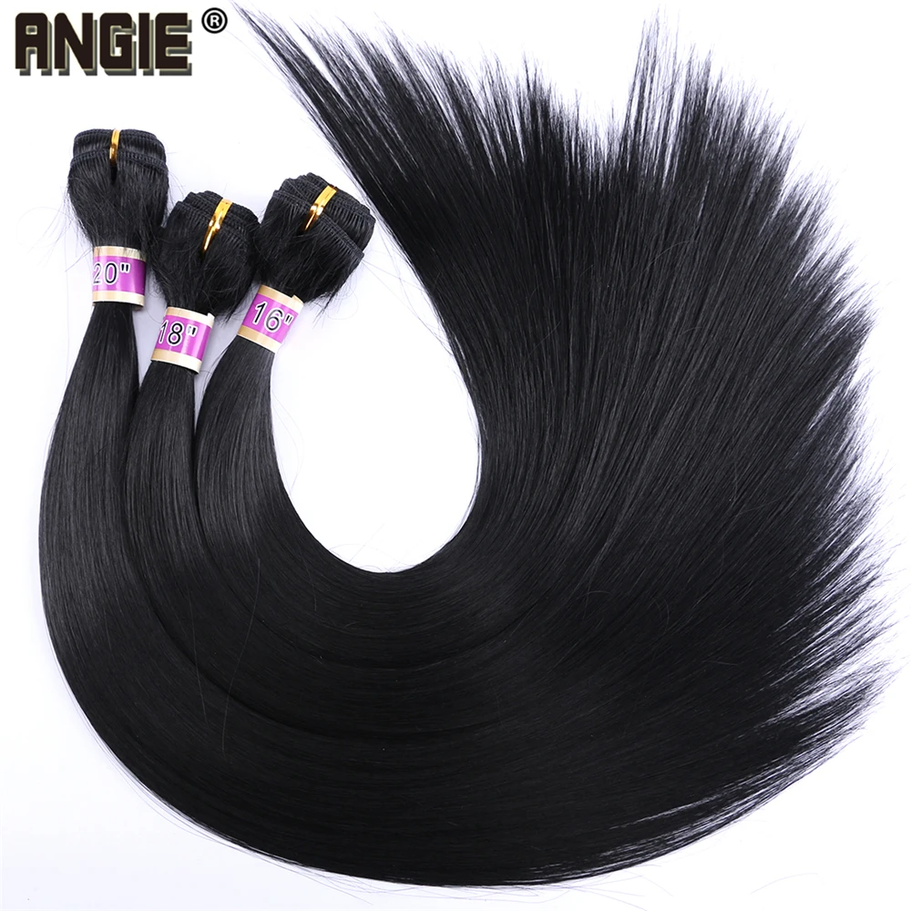 ANGIE Синтетические прямые пряди волос Плетение наращивания 16 18 20 дюймов 3 шт./лот чистый цвет