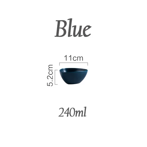Скандинавская посуда, креативная Золотая керамическая посуда, миска, набор посуды для еды, керамическая матовая тарелка для фруктового салата, завтрака - Цвет: A-BLUE