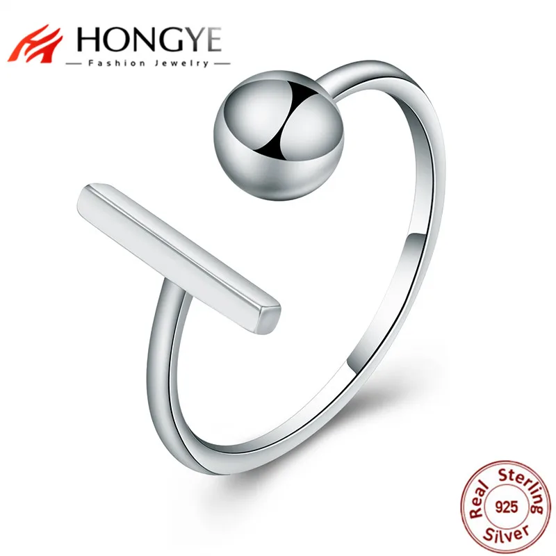 

2018 Unisex 925 Sterling Silver Rings For Women/Men Simple Trendy Adjustable Open Unique Ring Fine Jewelry