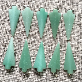 

Wholesale Lot Unisex Top Quality Fashion Natural Stone Arrow Pendants Charms Green Aventurine Necklace for Jewelry Making 12pcs