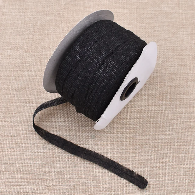 100m Black White Color Non-woven Fabric Fusible Single Side Adhesive Tape Interlining Cloth DIY Sewing Lining Supplies black