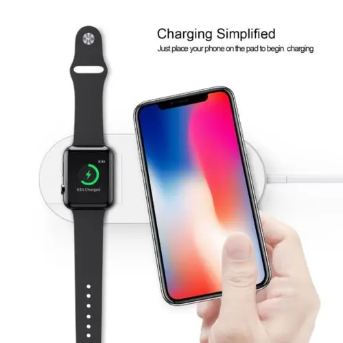 2в1 быстрая Qi Беспроводная зарядная панель для Apple iWatch 2/3 iPhone X 8 Plus