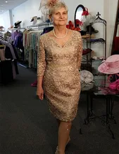 2016 neue Ankunft Hohe Qualität Spitze Abendkleid Einzigartige V-ausschnitt mantel Knielangen Mutter Der Braut Kleider Vestido De Festa