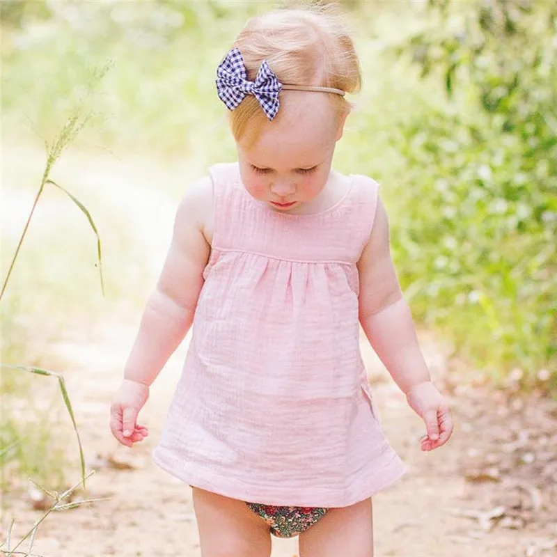 Fashion Toddlers Children Girl Sleeveless Solid T shirt Clothes Summer