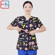 180505 женский скраб-топ Hennar с v-образным вырезом хлопок хирургические скрабы Топ Ограниченная серия хирургический скраб-Топ s