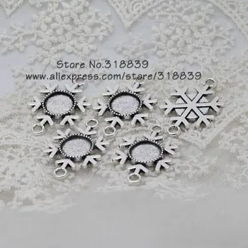 

Antique Silver Metal Zinc Alloy Trendy Snowflake Round Pendant Blanks Setting Cabochon Pendant Settings 12mm 20pcs 7941