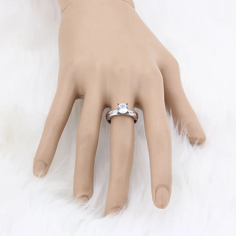 Серебряное/розовое/Золотое обручальное кольцо принцессы для мужчин и женщин, набор колец из нержавеющей стали, AAA кубический цирконий, пара ювелирных изделий