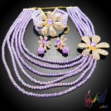 Новейший Модный комплект ювелирных изделий из хрустальных бусин золотого цвета комплекты ювелирных изделий для женщин