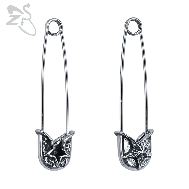 

ZS 1 Pair Star Pattern Pin Stud Earrings Rock Roll Ear Stud Personalized Stainless Steel Earrings Jewelry for Women Men