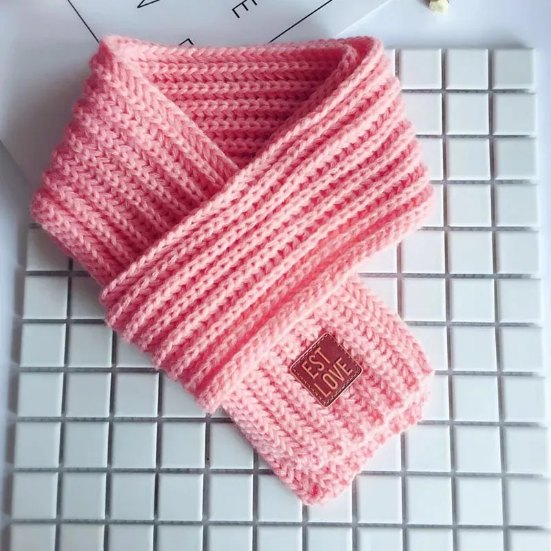 pink W-401 Детский шарф для мальчиков и девочек; теплый плотный маленький шарф; вязаный шарф в Корейском стиле для мальчиков и девочек; сезон осень-зима - Цвет: pink W-401