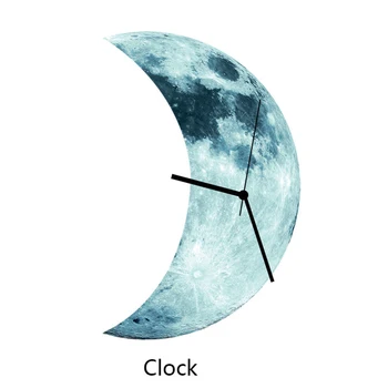 

Night Luminous Wall Clock Half Moon Styled Decorative Clock for Home Bedroom DC156