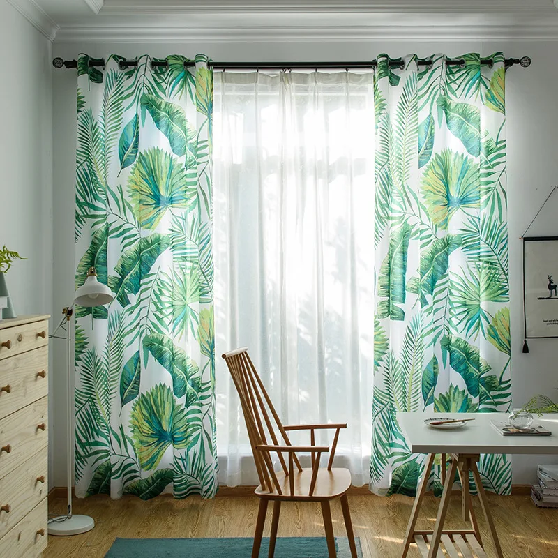 leaf Digital print blackout curtains for window treatment blinds