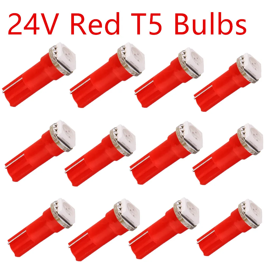 

20 x Car Interior Light T5 smd 15 58 74 24V 12V Dashboard led DRL signal Lighting Instrument Bulbs Red/Blue/Green/Ice Blue/White