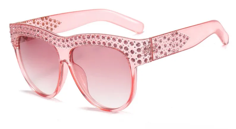 Блестящие стразы Солнцезащитные очки Квадратные женские Роскошные Алмазные очки UV400 Модные оттенки 45344 - Цвет линз: C4 pink