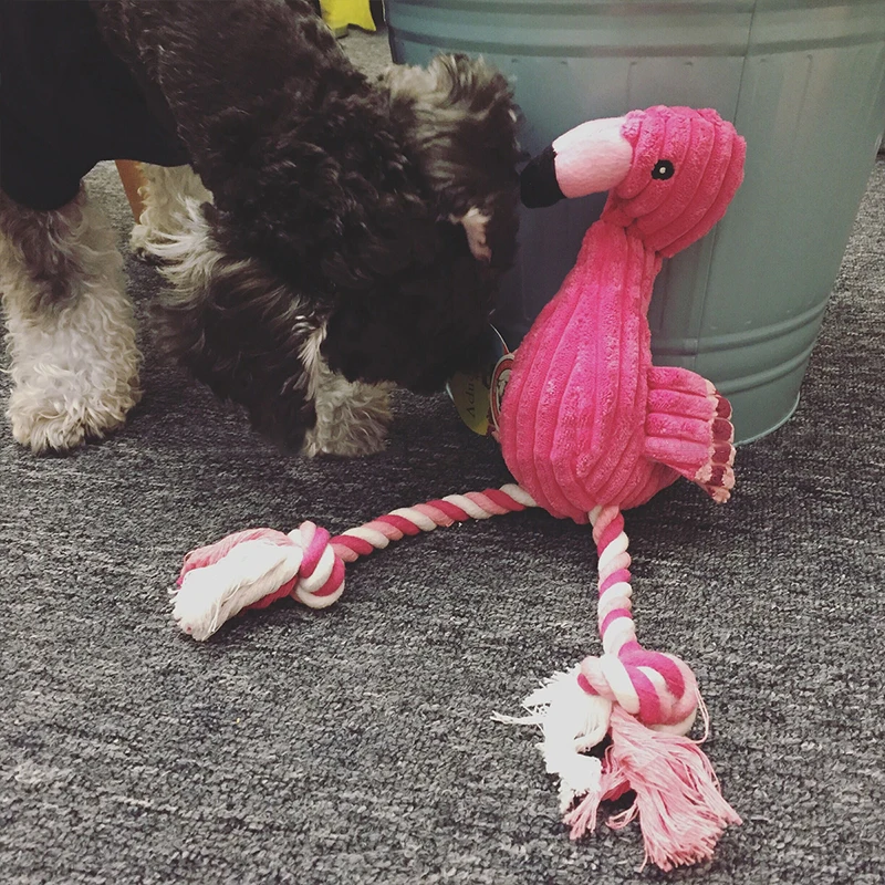 

Pet Bite Chew Toys Plush Sound Dog Toy Flamingo Dog Supplies K1118 C
