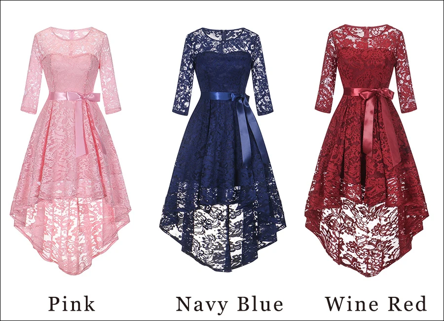 Gladiolus Hot 2018 Autumn Dress Women 34 Sleeve Sexy Lace Hollow Belt Tunic Midi Vintage Dress Evening Cocktail Party Dresses (25)