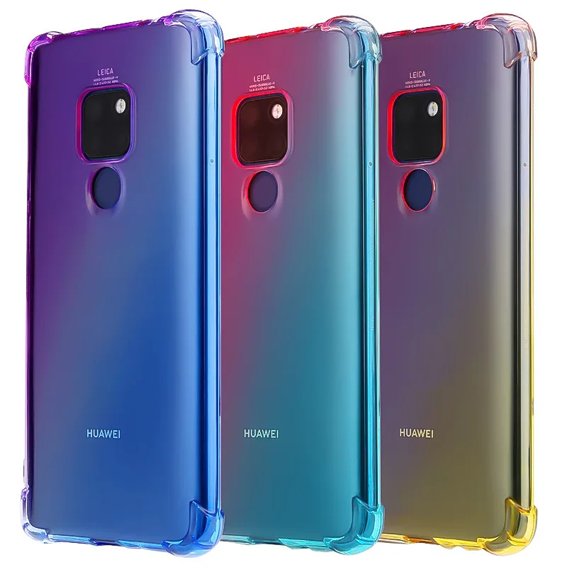 

Soft TPU Case for Huawei Mate 20 Pro Full Protect Cover Rainbow Gradient Airbag Shcockproof Case for Huawei Mate 20X Phone Cover