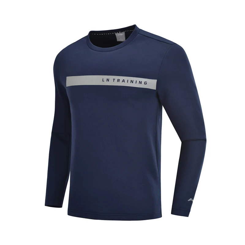 Li-Ning мужской тренировочный свитер, Классический крой, 66% хлопок, 34% полиэстер, подкладка, удобные спортивные топы, пуловеры AWDP077 MWW1564 - Цвет: AWDP077-5H