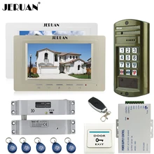 JERUAN 7“ LCD Video Intercom Door Phone System kit 2 Monitor + 1 Doorbell Metal Waterproof Access Password HD IR Mini Camera