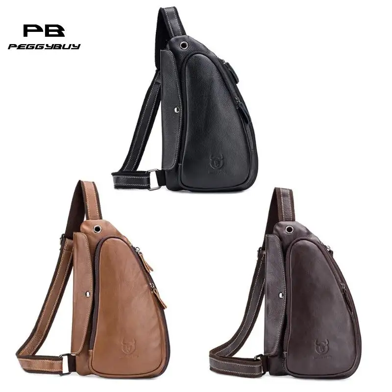 

BULLCAPTAIN Shoulder Packs Sports Men Genuine Leather Crossbody Chest Bags