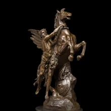 ATLIE BRONZES esculturas De Metal Mitologia Grega Perseus Bronze Escultura Em Mármore Base de Retro Home Decor estátuas religiosas