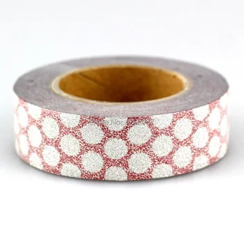

1PCS 15mm*10m White Dots on Red Glitter Tape Decorative Washi Tape Paper Scrapbooking Adhesive Tapes for Photo Album Stationery